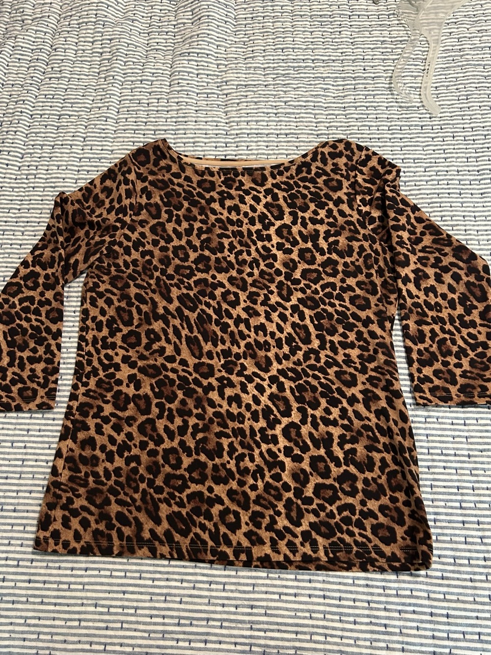 Talbots Women's Leopard Print 3/4 Sleeve Top - Sz M